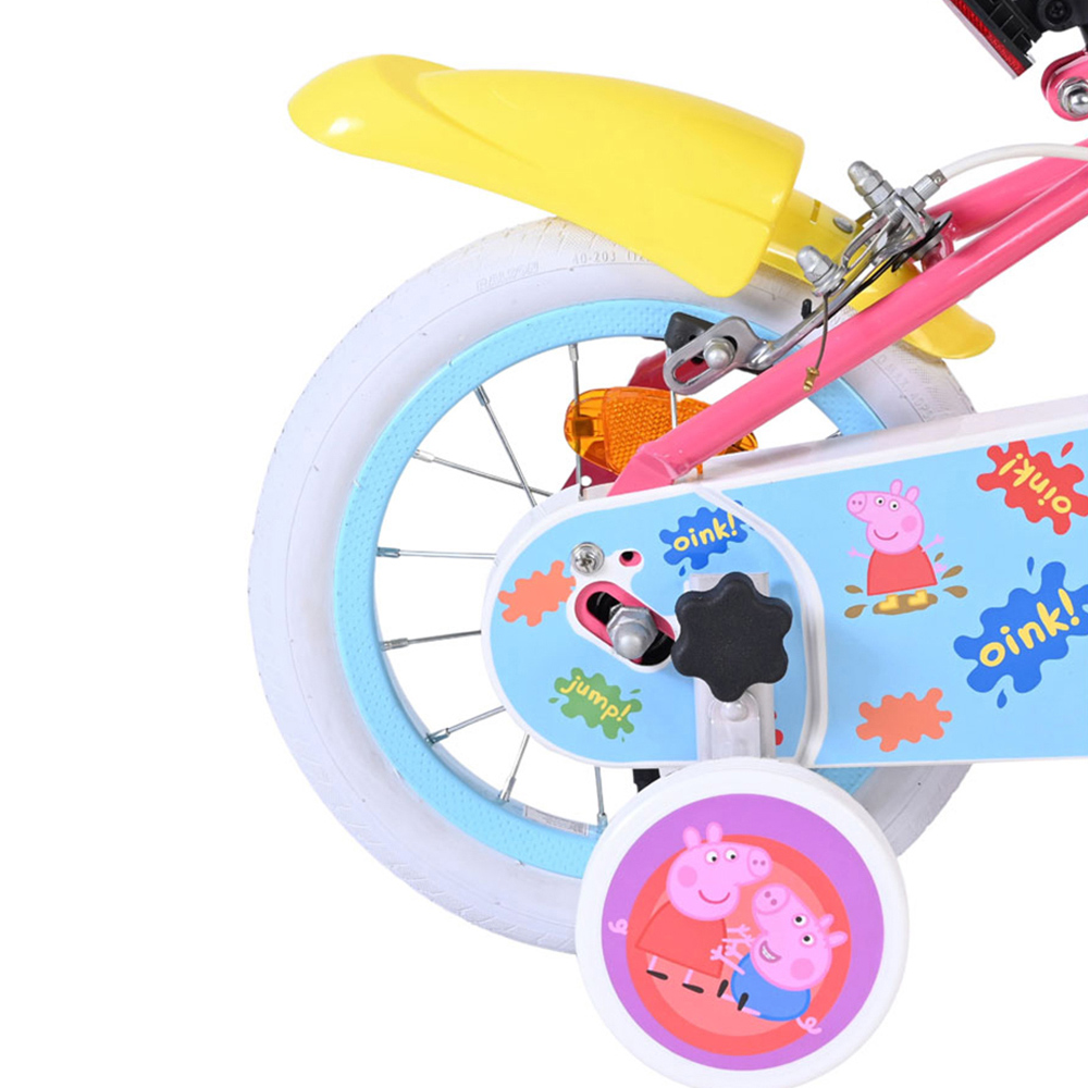 Volare Peppa Pig Kids 12 inch Multicolour Bike with Stabilisers and Basket Image 6