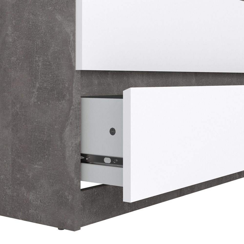Florence 5 Drawer Concrete and White High Gloss Chest of Drawers Image 3