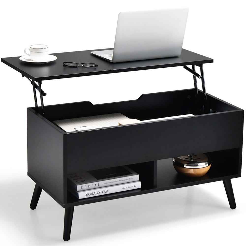 Costway 2 Shelf Black Lift Up Top Coffee Table Wilko
