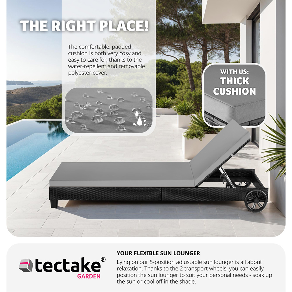 tectake Ancona Black 5 Level Adjustable Aluminium Frame Sun Lounger Image 7