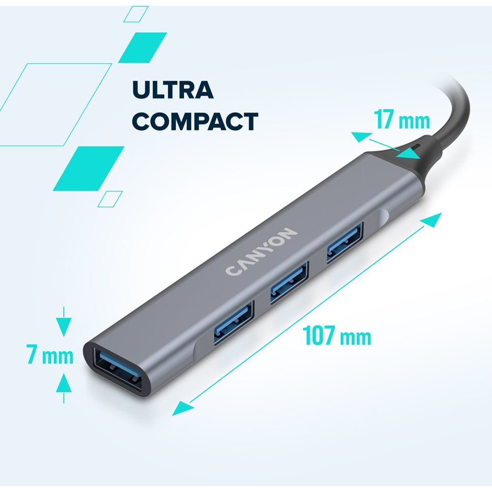 Canyon DS-02 4-in-1 Green USB-C and USB-A Port Hub Image 7