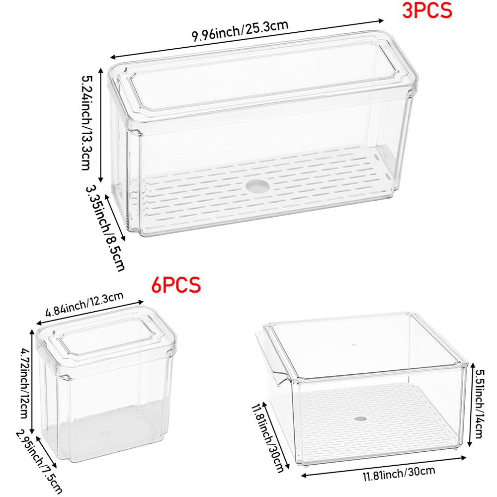Living and Home 10 Piece Clear Stackable Fridge Storage Organiser Set Image 8
