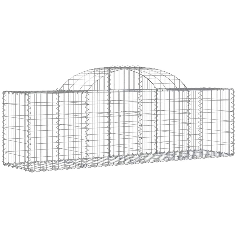 vidaXL Silver Galvanised Iron Arched Gabion Basket 200 x 50 x 60/80cm 12 Pack Image 1