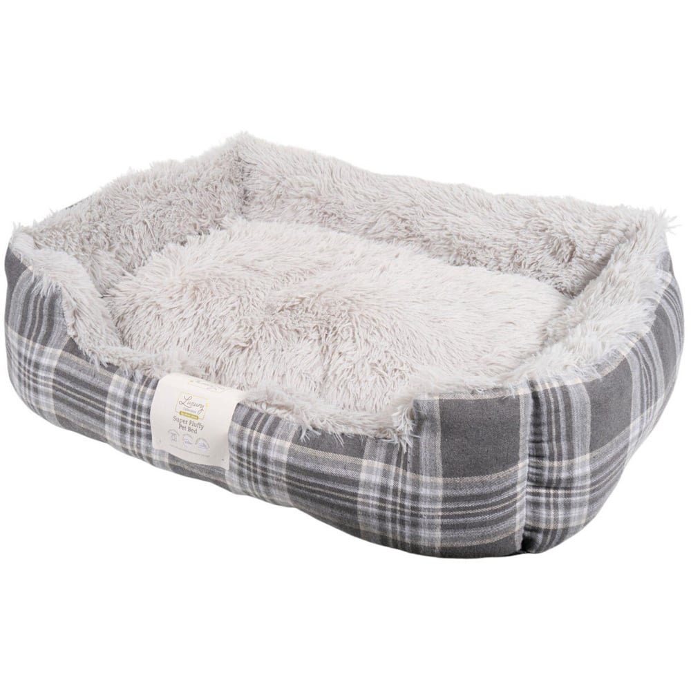 Super Fluffy Soft Pet Bed Grey Large Image 1