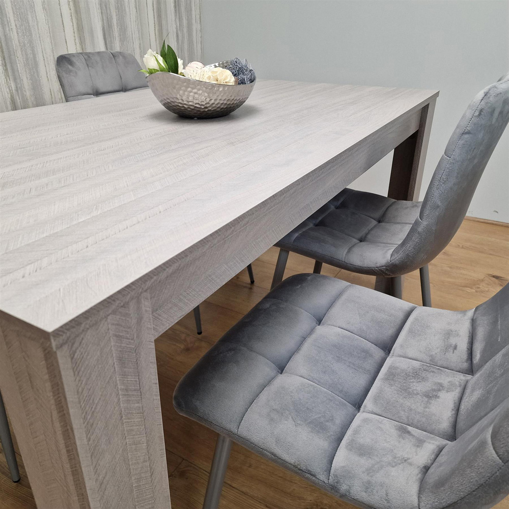 Portland 4 Seater Velvet Dining Set Grey Image 6