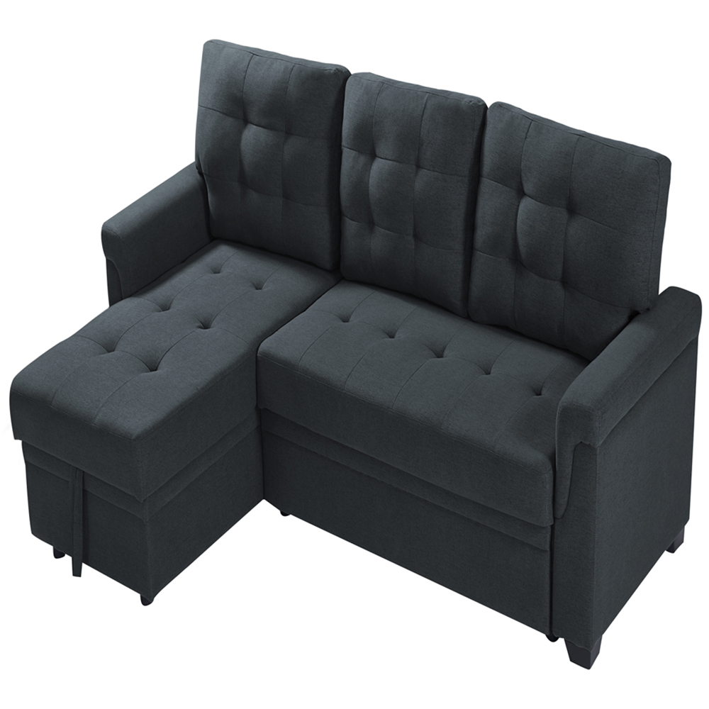 Furniture One 3 Seater Dark Grey Linen Corner Storage Sofa Bed Image 2