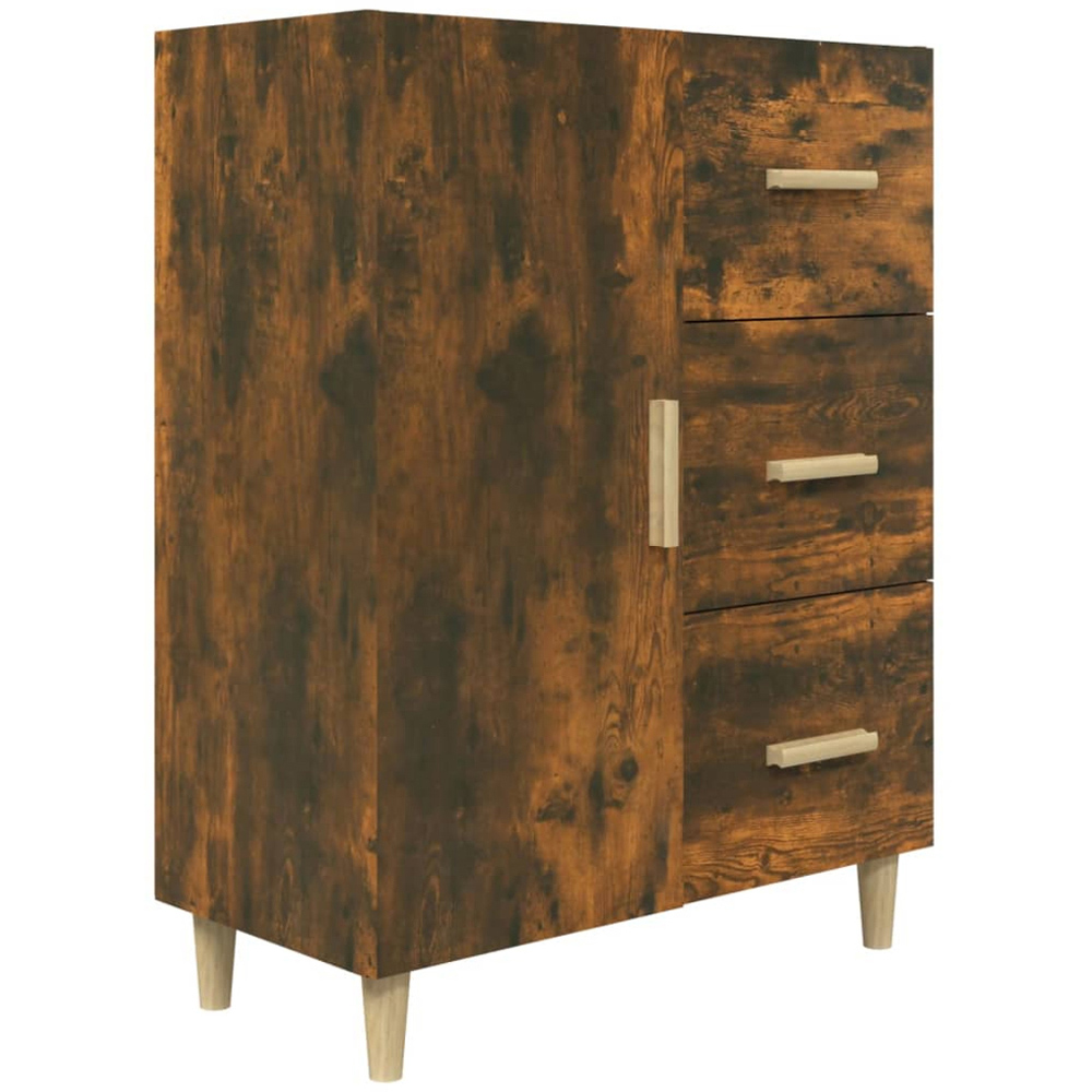 vidaXL Single Door 3 Drawer Smoked Oak Sideboard Image 2