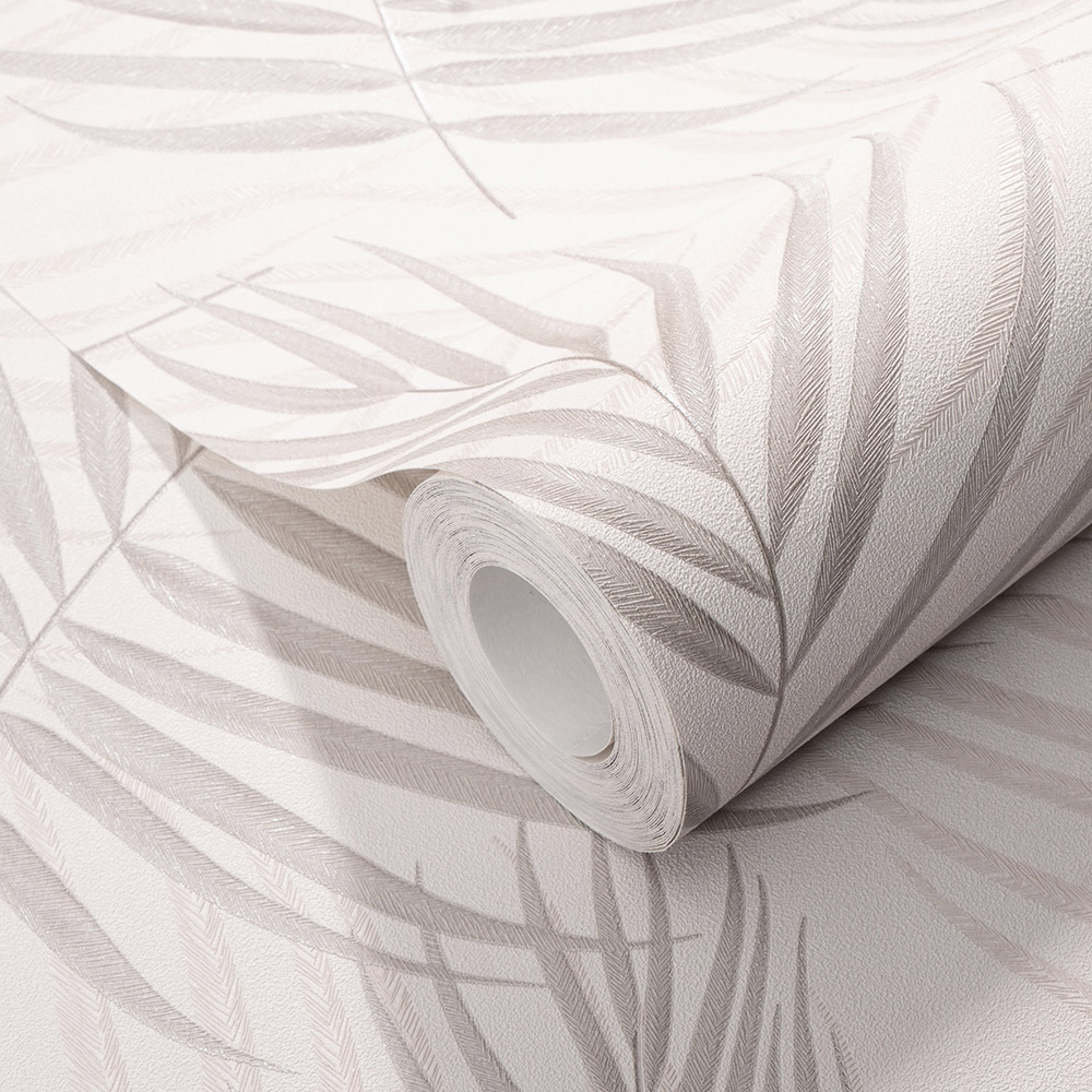 Erismann Modern Palm Leaves White Wallpaper Image 2