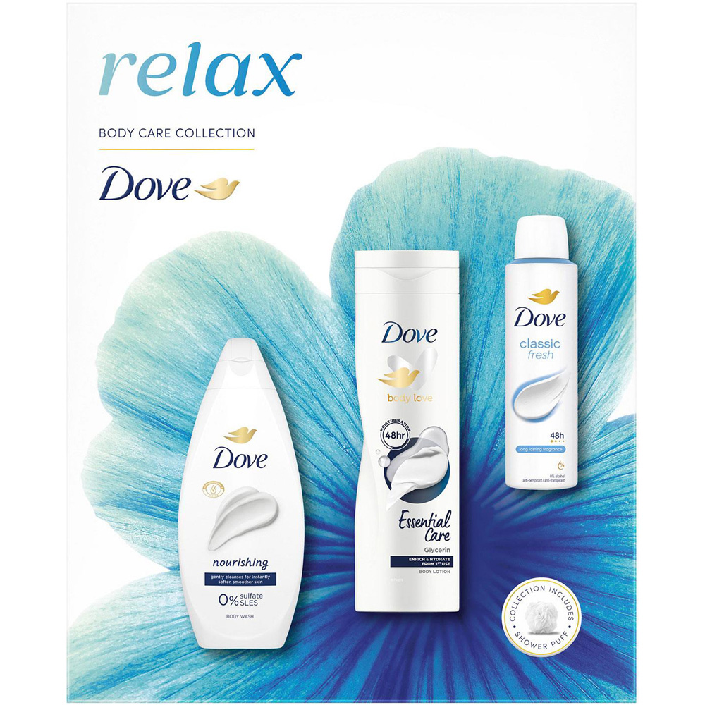 Dove Relax Trio Gift Set with Shower Puff 3 Pack Image 5