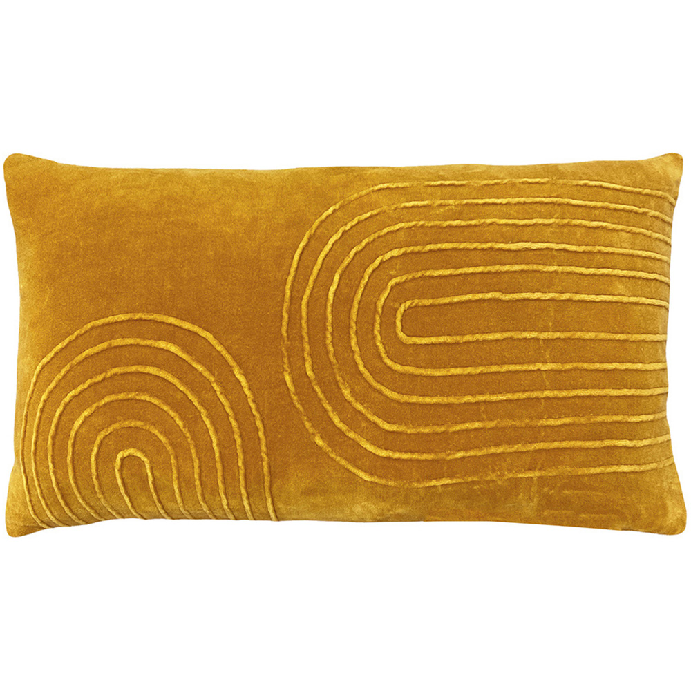 furn. Mangata Ochre Geometric Pleat Cushion Image 1
