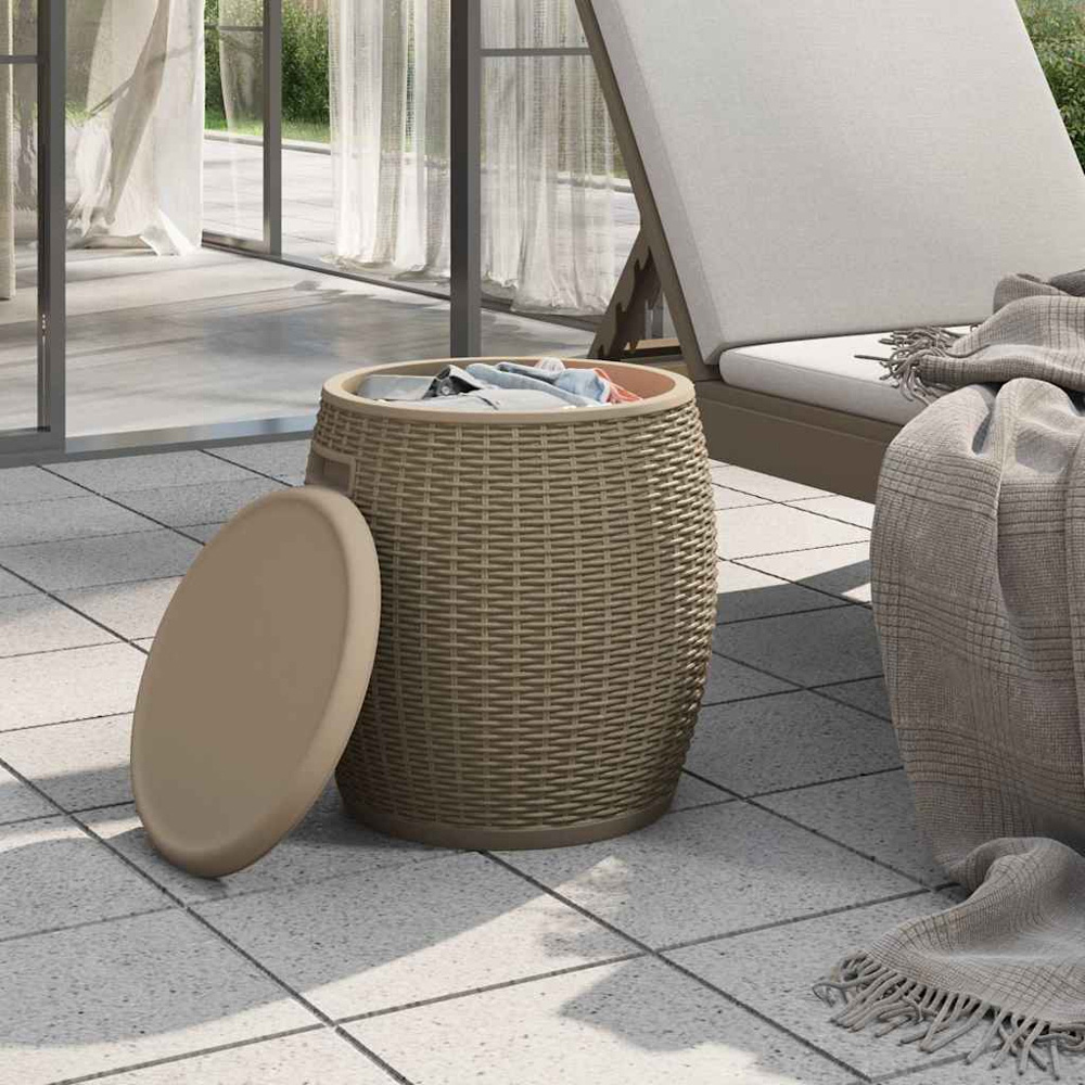 vidaXL 37L 4-in-1 Brown Polypropylene Garden Storage Box Image 2