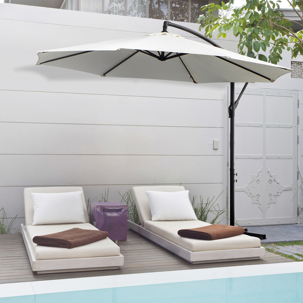 Outsunny Cream White Cantilever Banana Parasol with Cross Base 3m Image 2
