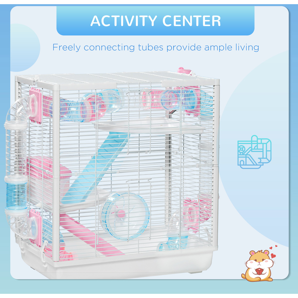PawHut White Hamster Cage with Tunnel Image 5