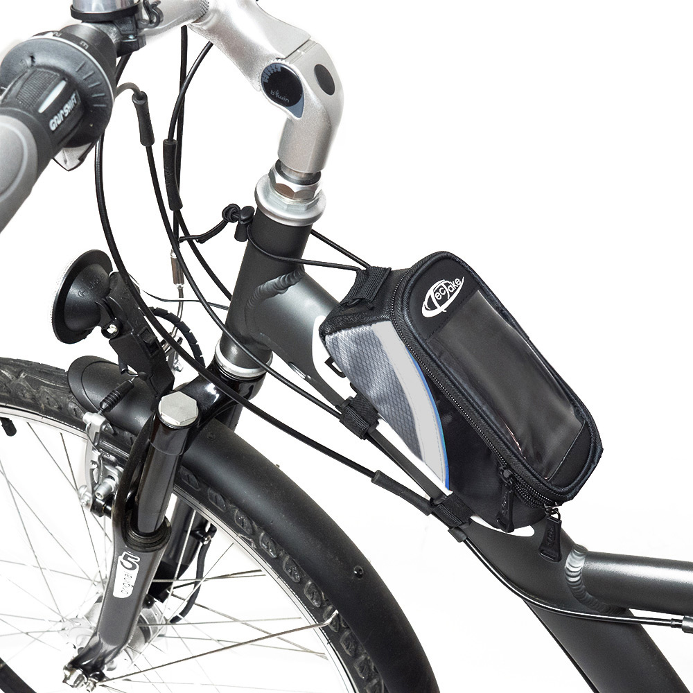tectake Black Grey and Blue Bike Phone Holder Image 8