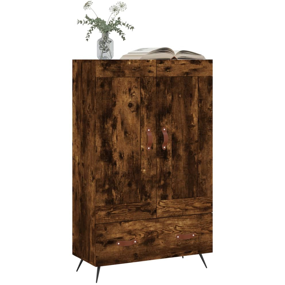 vidaXL 2 Door Single Drawer Smoked Oak Highboard Image 3