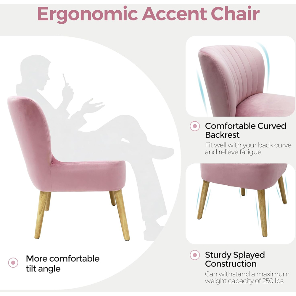 Alivio Pink Breathable Fabric Ergonomic Accent Chair Image 6