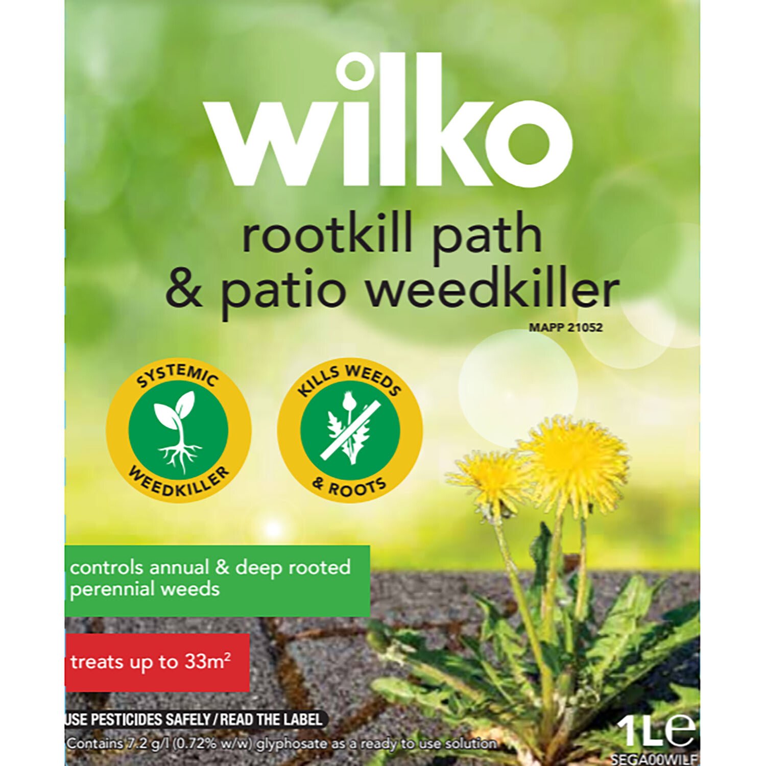 wilko Rootkill Path and Patio Weed Killer - Green Image 1