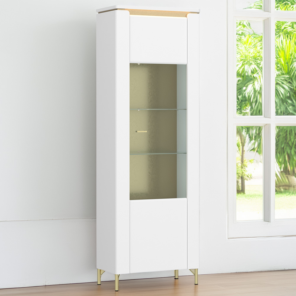 Furniture To Go Lazio Vitrin Single Door Alpine White Cabinet Image 1
