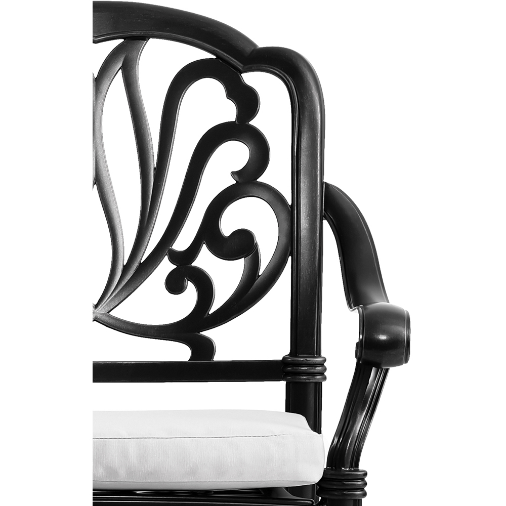 Living and Home Set of 2 Black Cast Aluminium Chairs with Cushions Image 6