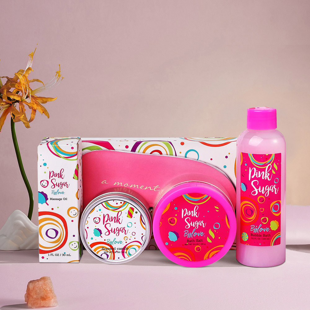 Living and Home 5 Piece Pink Spa Bath Gift Box Image 2