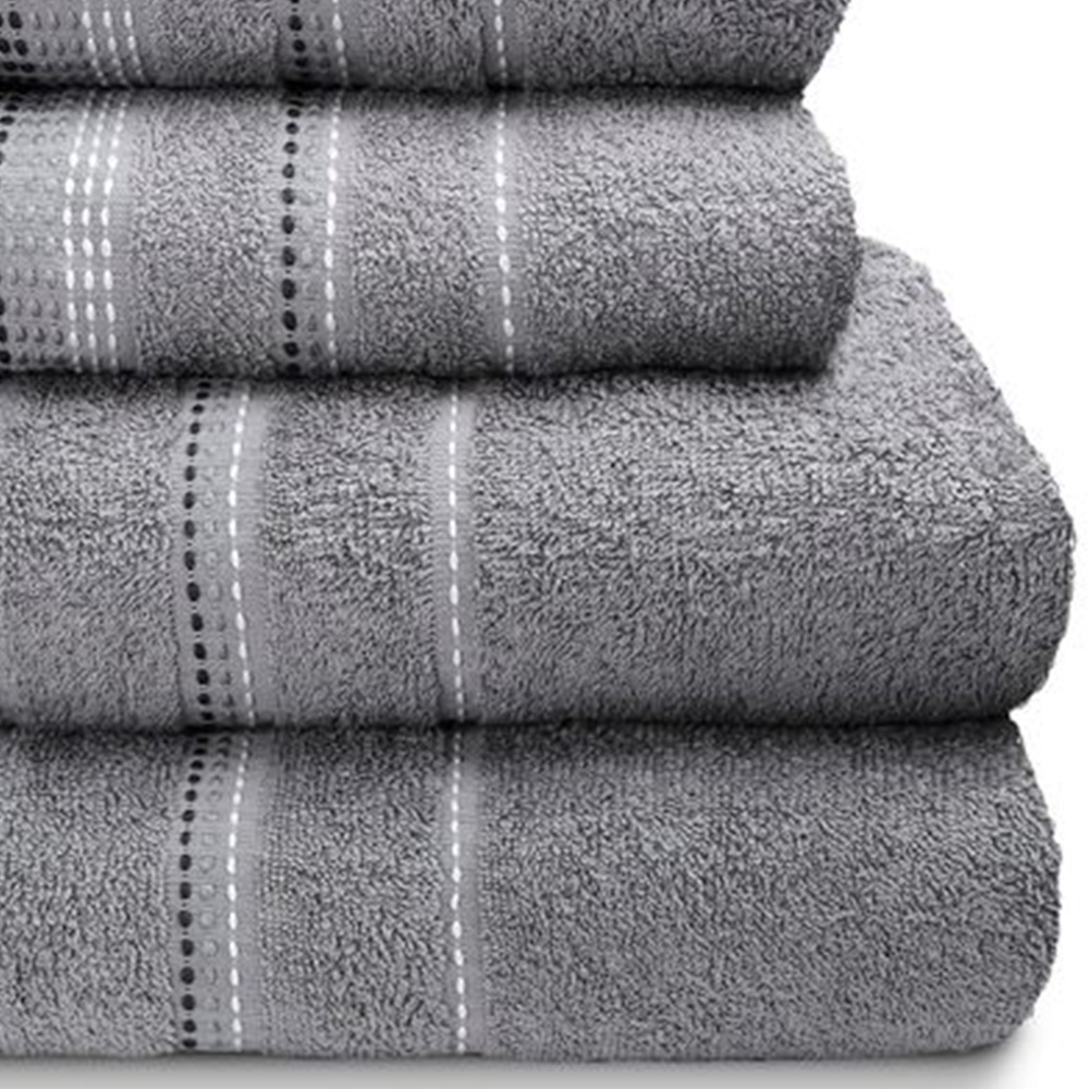 Rapport Home Berkley Embroidered Super Soft Pure Cotton Silver Hand Towel Image 3
