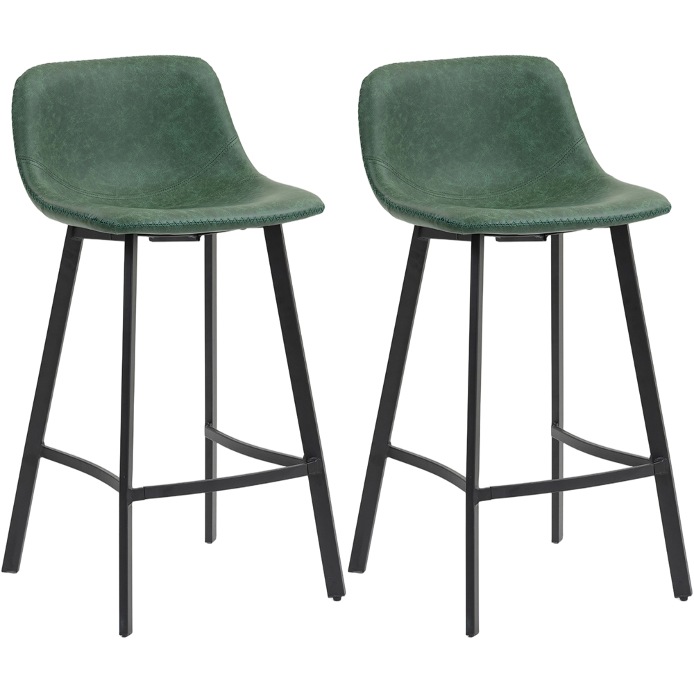 Portland Green Faux Leather Bar Stool Set of 2 Image 2