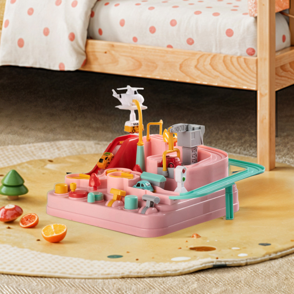 Tommy Toys Kids Pink Car Race Track Toy with 4 Vehicles Image 2