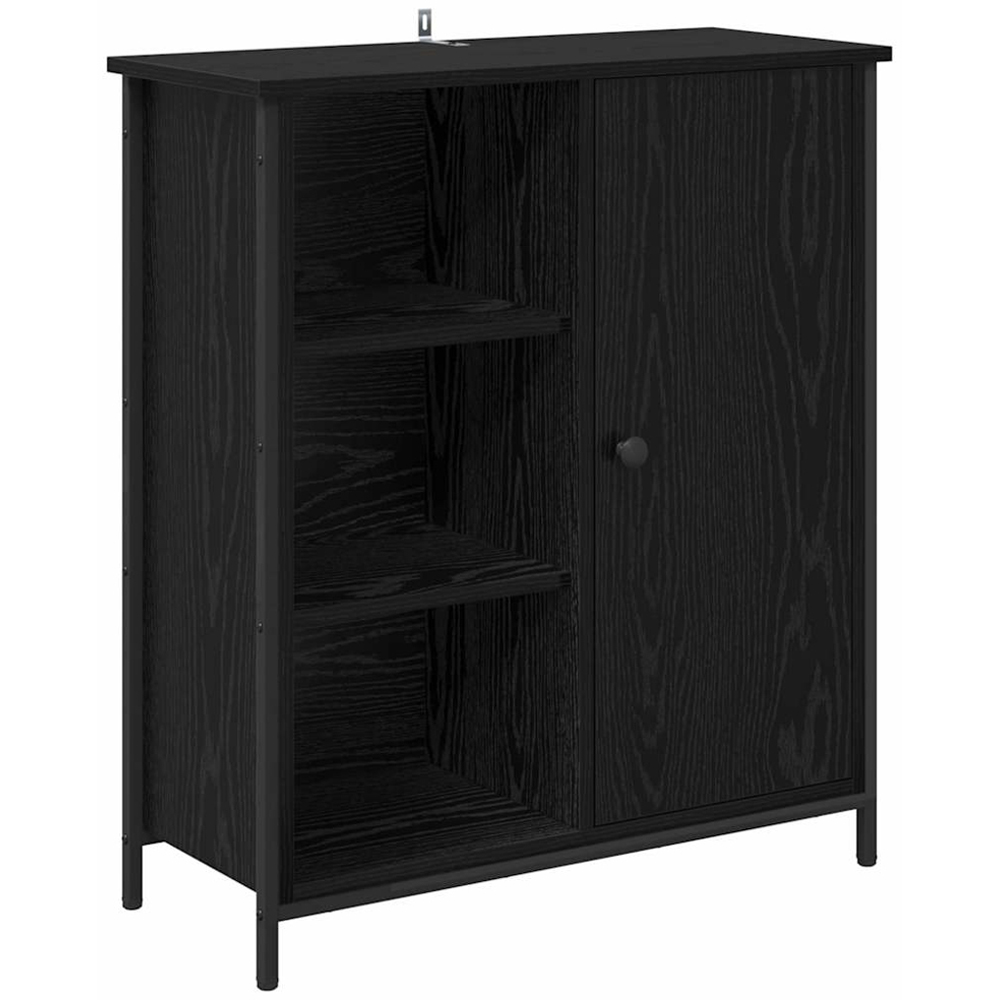 vidaXL Single Door 3 Shelf Black Oak Sideboard Image 2