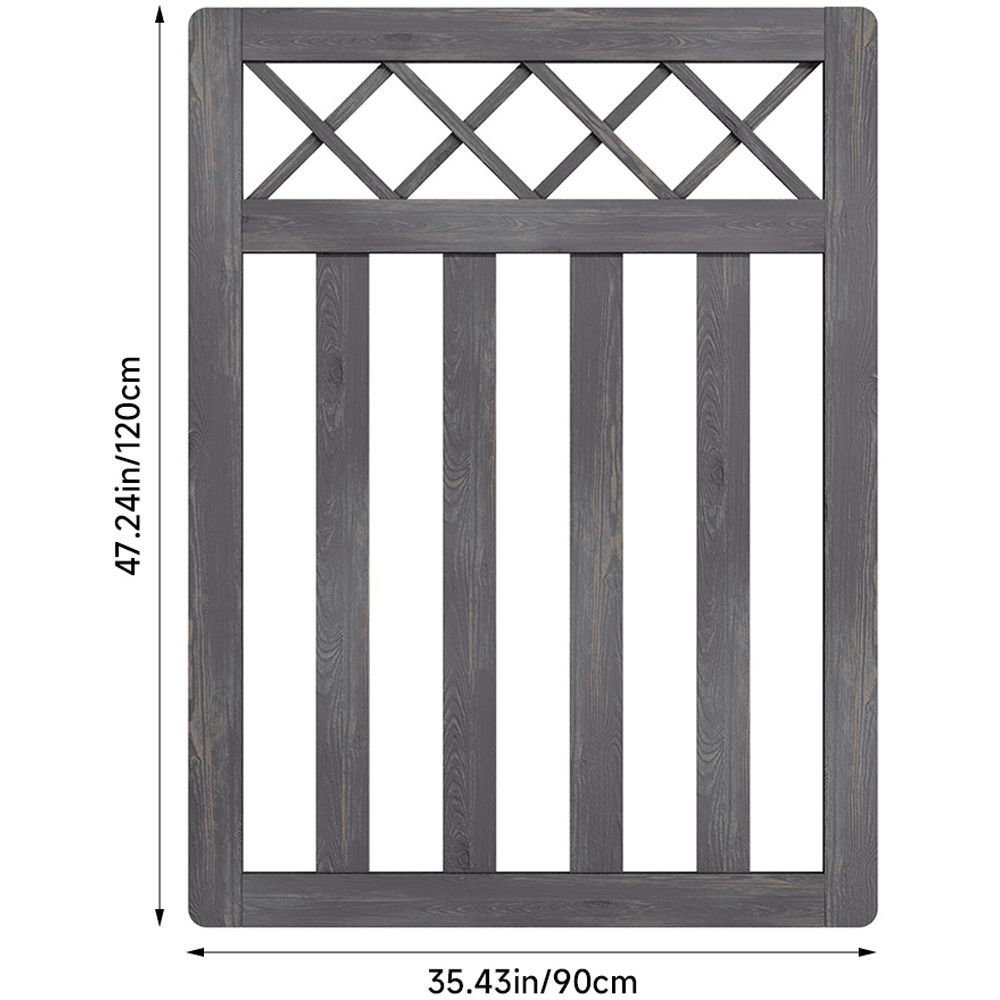 Outdoor Cross Top Wooden Grey Garden Fence Door, 120 x 90 x 2.5cm Image 8