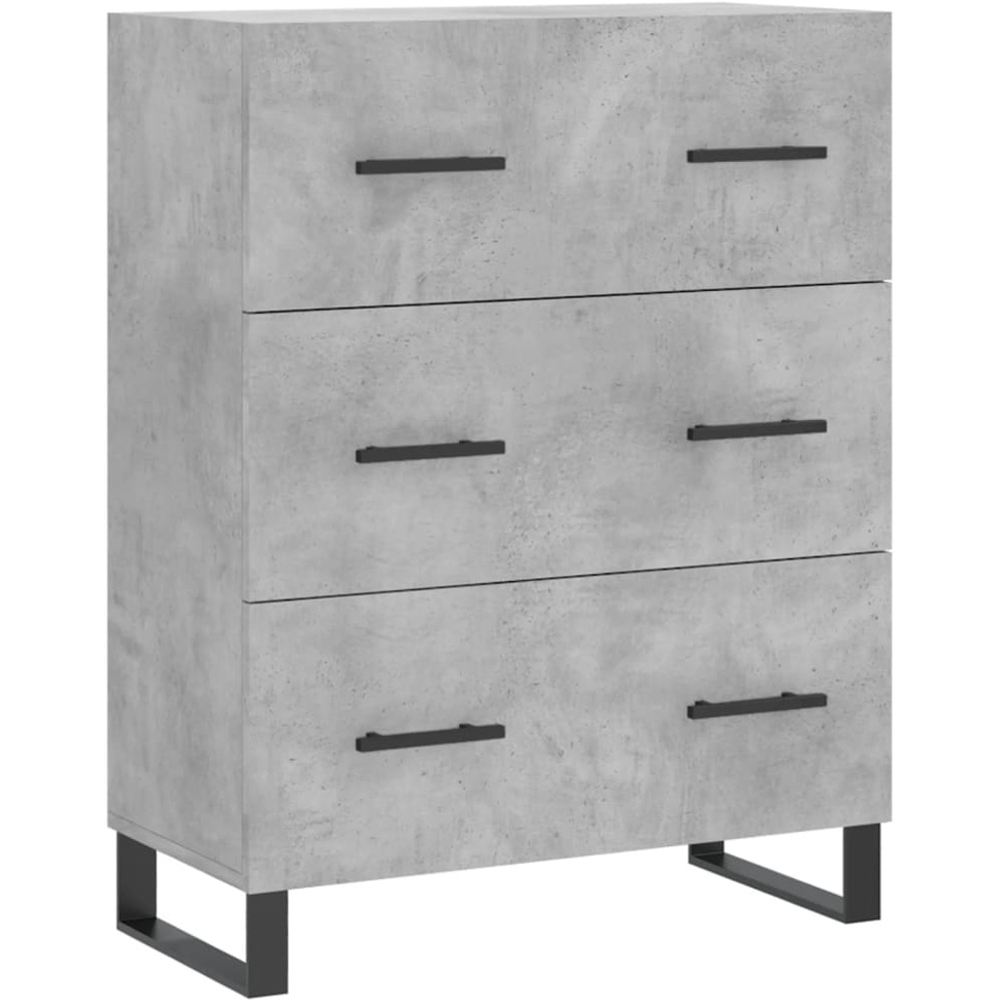 vidaXL 2 Door 3 Drawer Concrete Grey Highboard with Black Handles Image 7