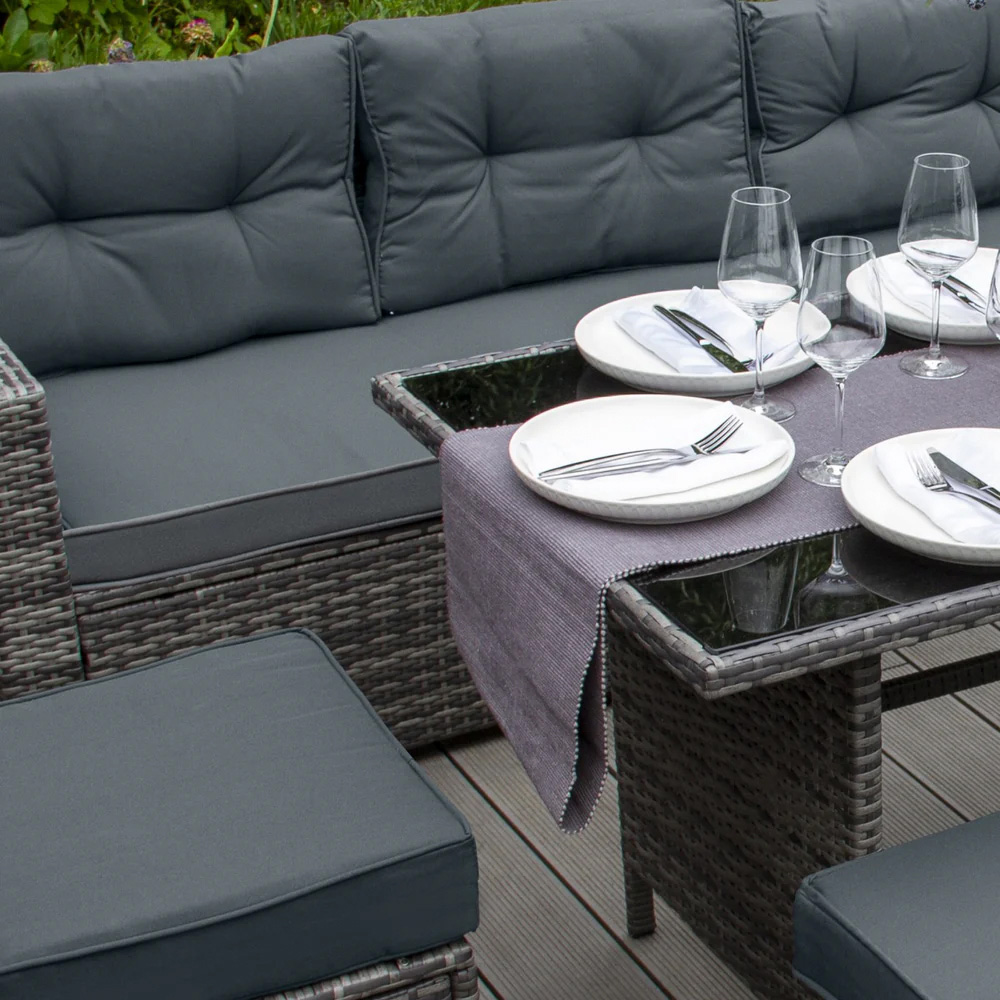 MonsterShop 9 Seater Grey Rattan Corner Lounge Set Image 5