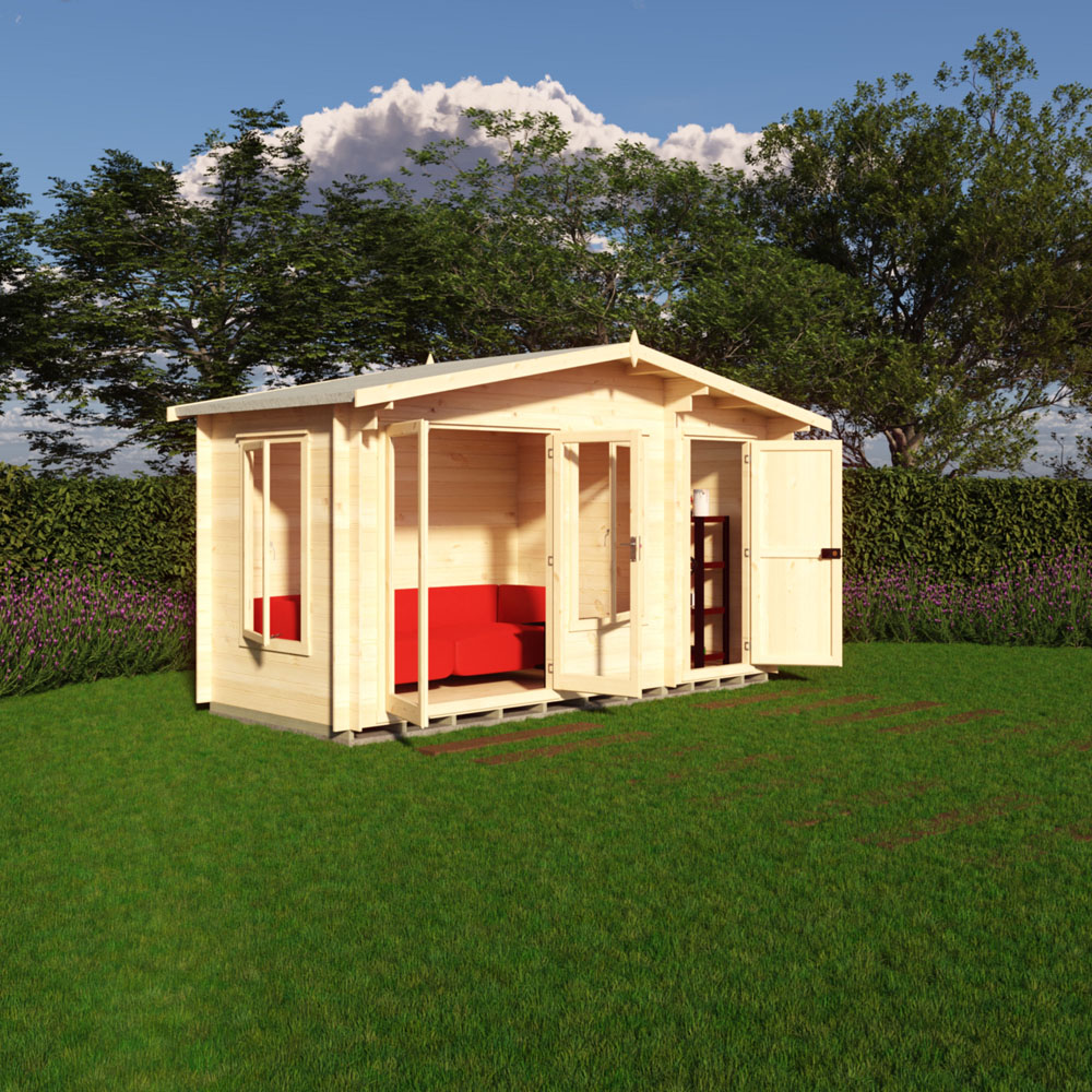 Shire Spalding 14 x 6ft Dual-Purpose Apex Garden Log Cabin with Integral Storage Image 5