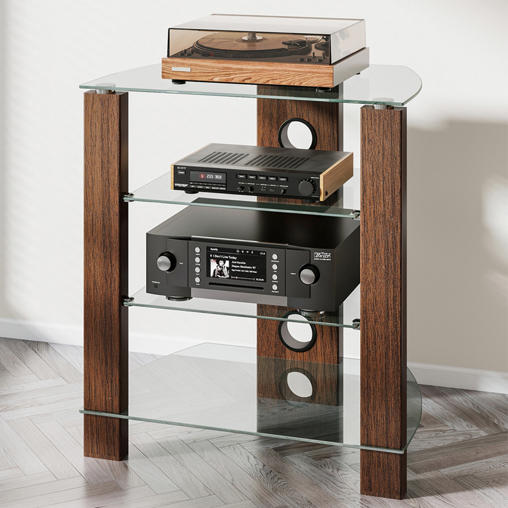 TTAP Walnut 4 Shelf HiFi Entertainment Rack Image 1