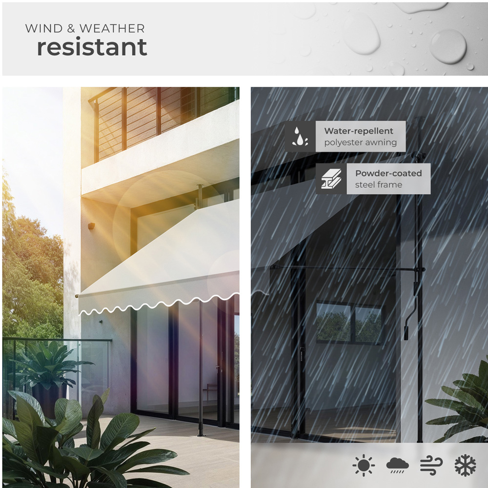 tectake Light Grey Retractable Awning 2.5 x 1.8m Image 4