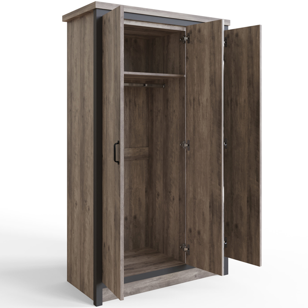 GFW Boston 3 Door Grey Mirrored Wardrobe Image 3