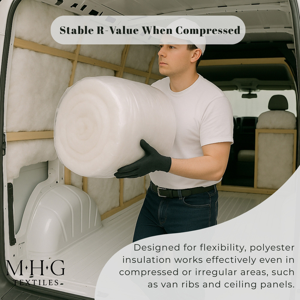 MHG Textiles White Non-Itch Polyester Thermal Lining Campervan Insulation Roll 5m x 570 x 50mm Image 5