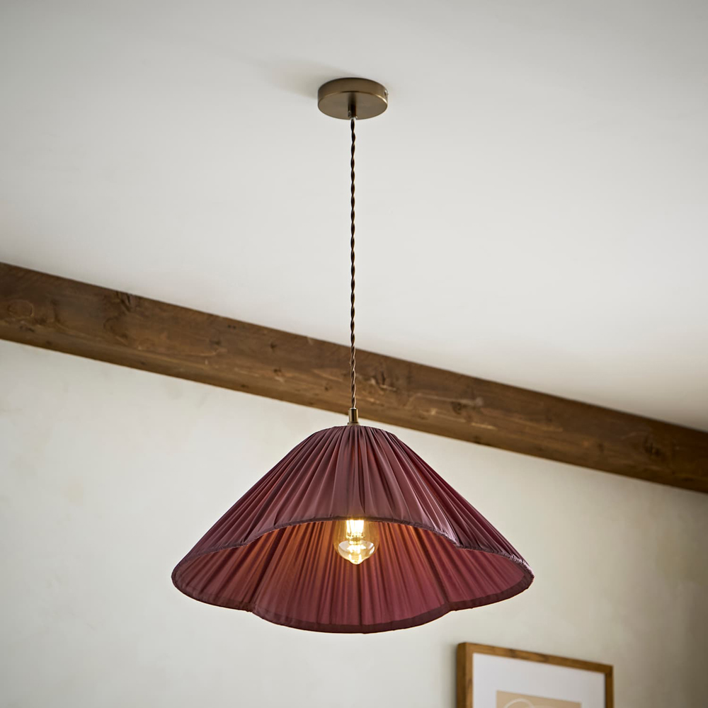 ValueLights Posie Pink Gathered Tapered Shade Ceiling Pendant Light with Bulb Image 6