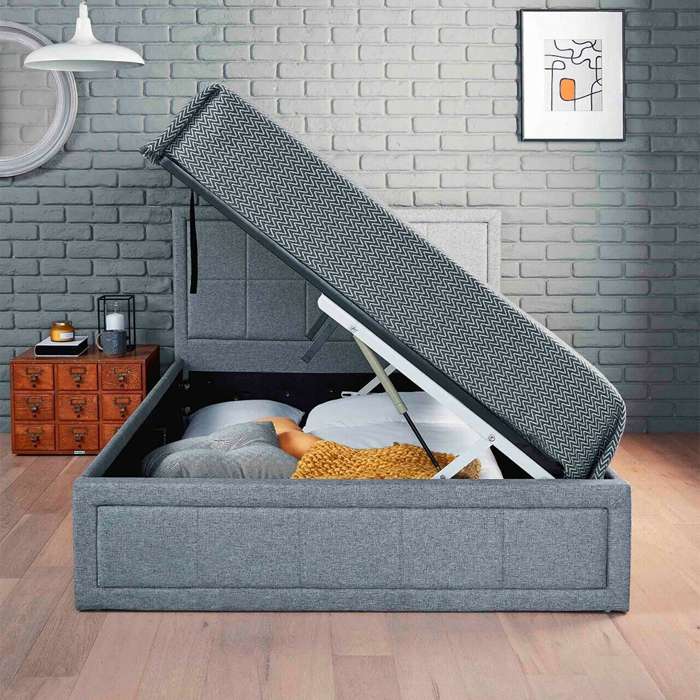 Home Treats Small Double Grey Ottoman Bed Image 6