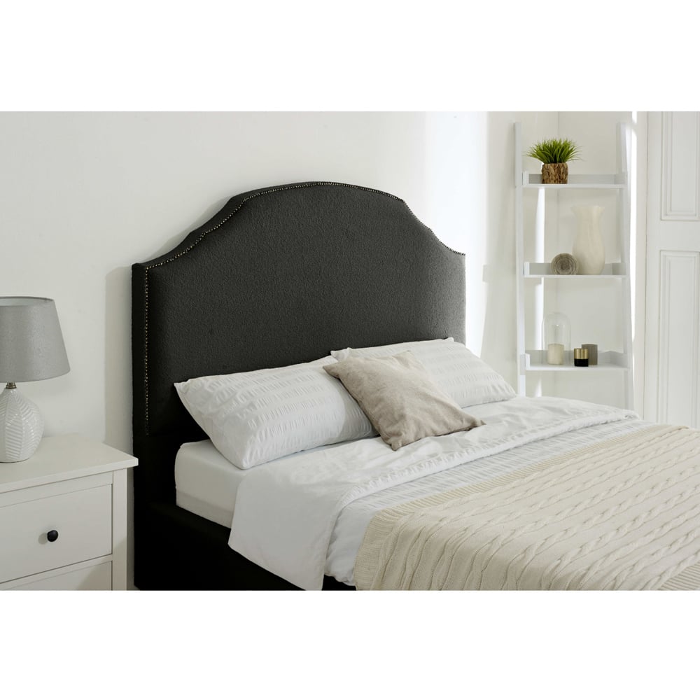 Eleganza Sareen Super King Size Black Plush Velvet Bed Frame with Curved Headboard Image 2