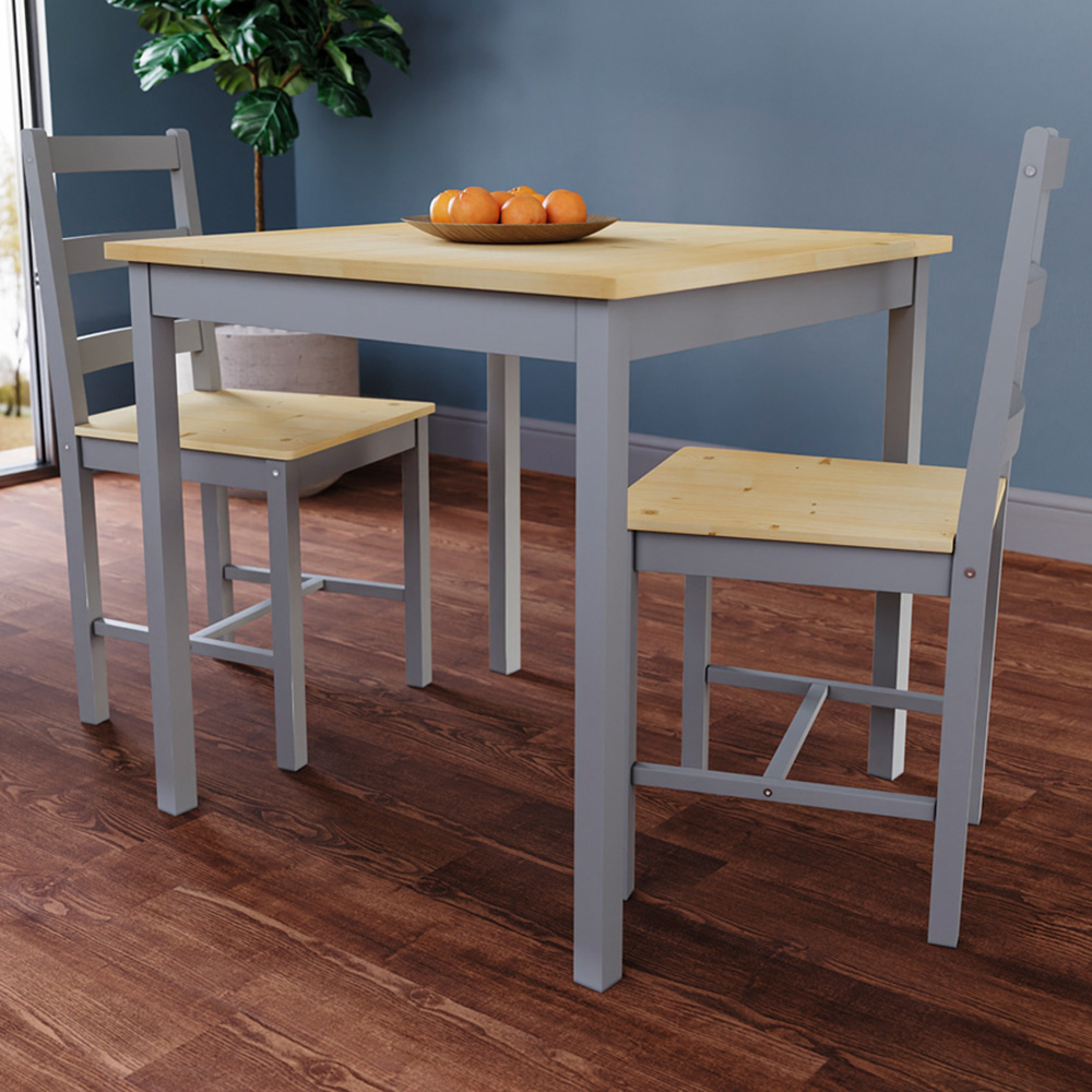 Vida Designs Yorkshire 2 Seater Dining Set Grey and Pine Image 1