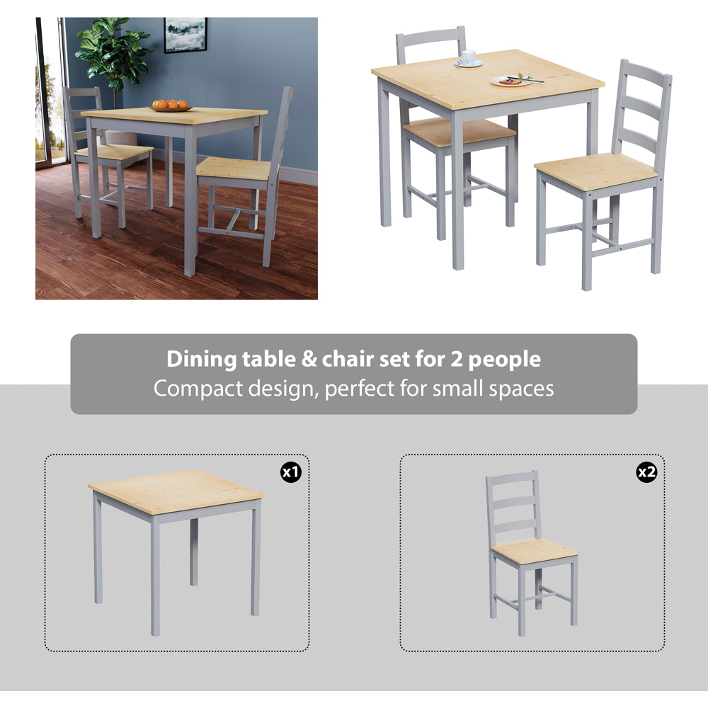Vida Designs Yorkshire 2 Seater Dining Set Grey and Pine Image 8