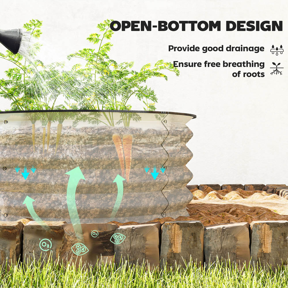 Outsunny Set of 2 Cream White Raised Garden Bed with Safety Edging 30 x 60 x 60cm Image 5