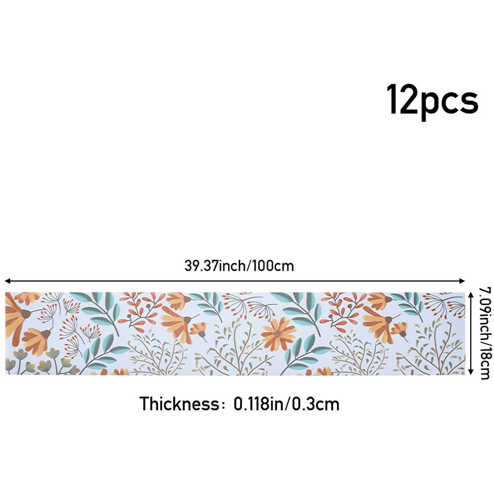 Living and Home Floral Pattern Orange Self-Adhesive Peel and Stick Stair Riser Sticker 12 Pack Image 8