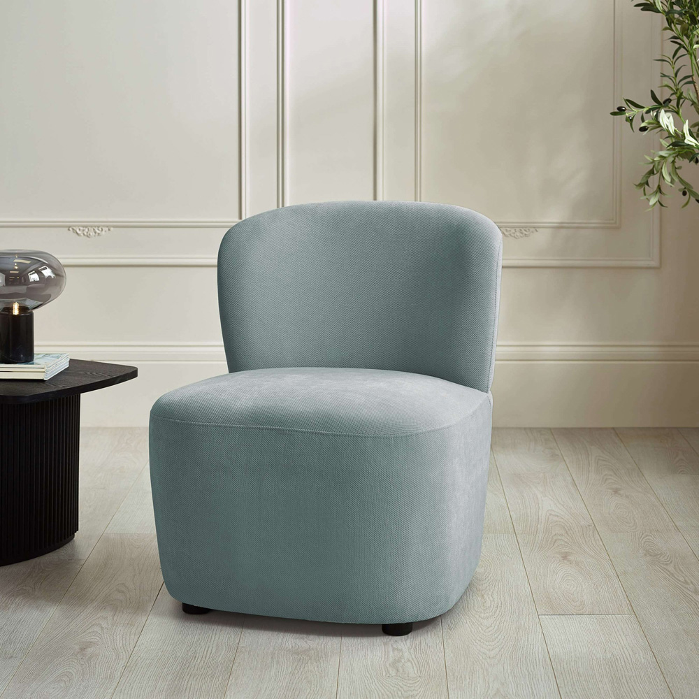 Julian Bowen Lunetta Blue Chenille Armless Accent Chair Image 8