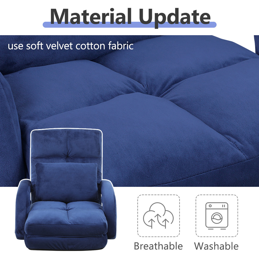 Furniture One 4 in 1 Blue Foldable Floor Chair with Pillow Image 5