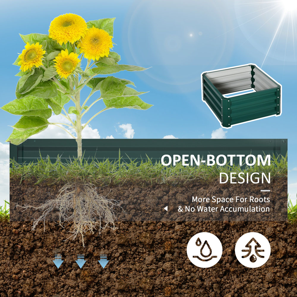 Outsunny Green Galvanised Steel Raised Garden Bed Planter 2 Pack Image 7