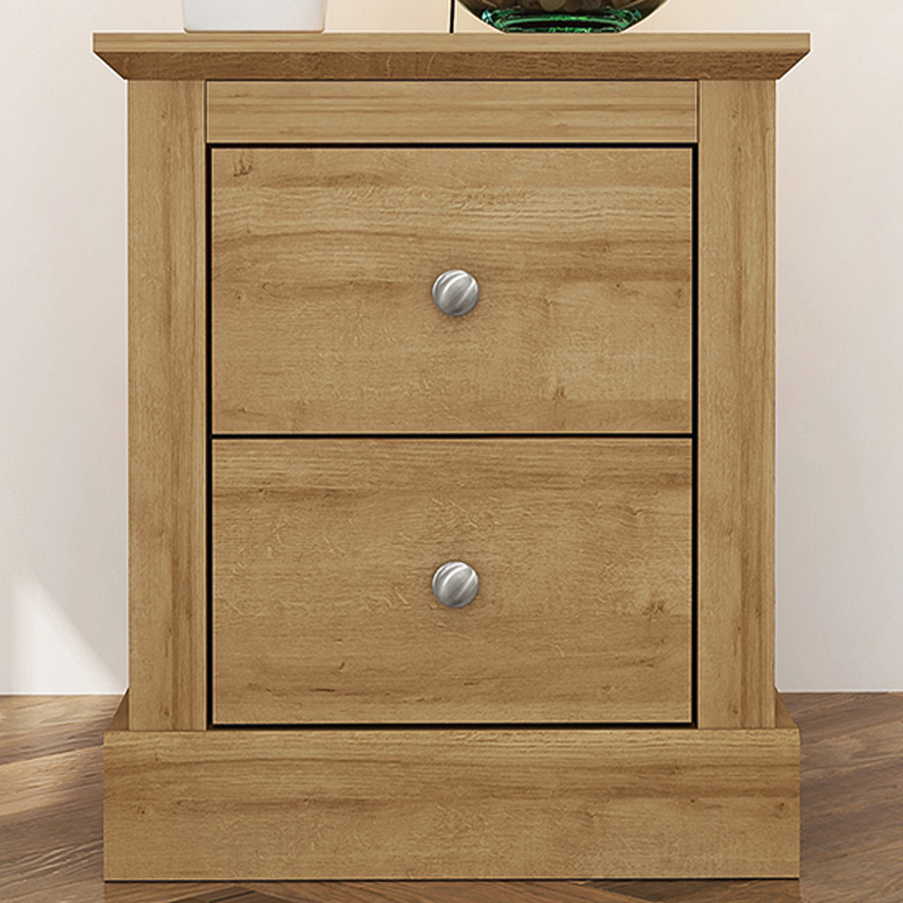 Devon 2 Drawer Oak Bedside Cabinet Image 1