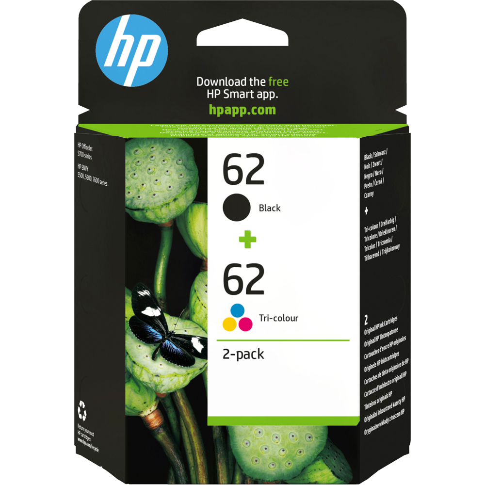 HP 62 CMYK Ink Cartridges 2 Pack Image