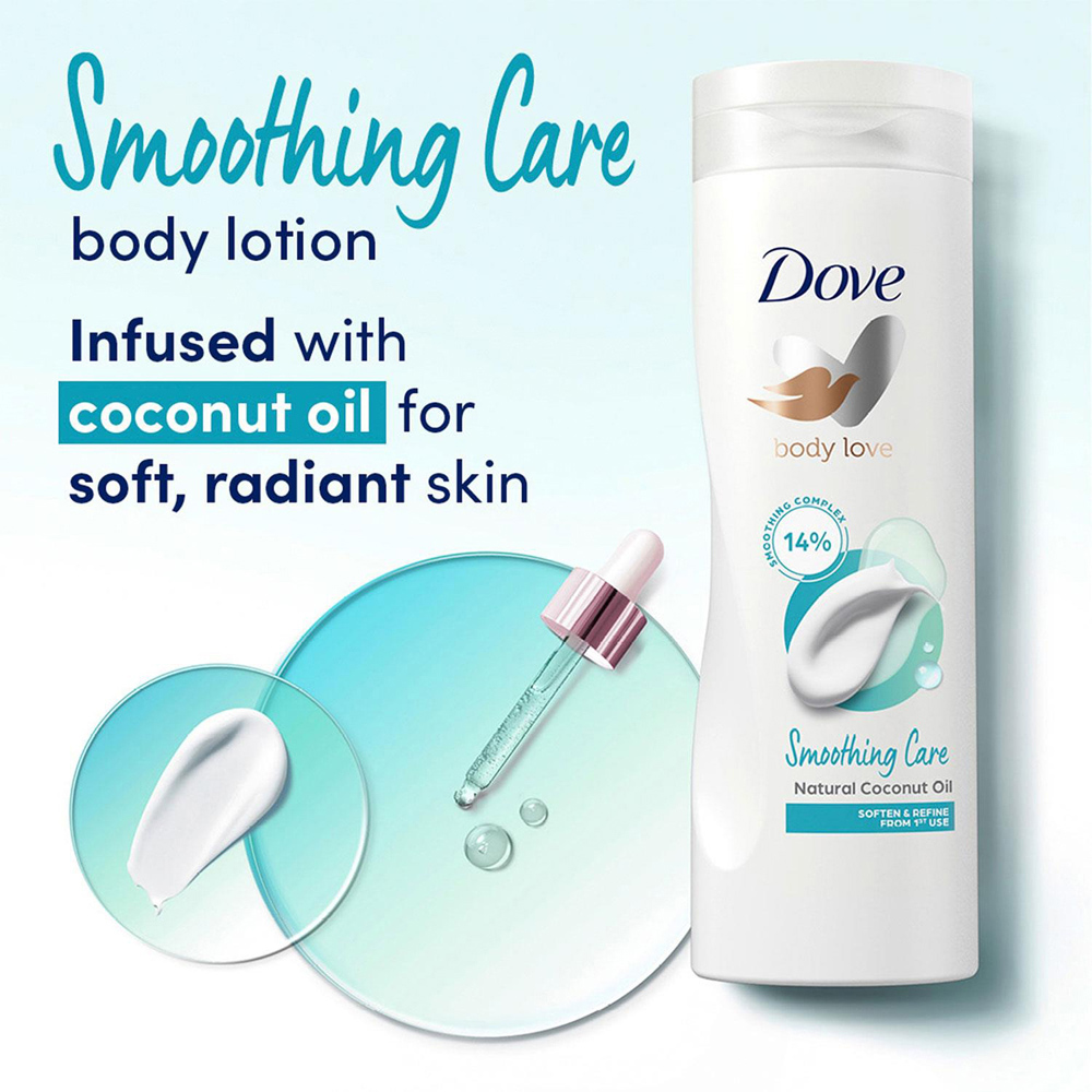 Dove Smoothing Care Natural Coconut Oil Body Lotion 400ml 6 Pack Image 8