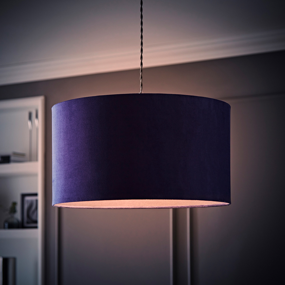 ValueLights Reni Navy Velvet Drum Ceiling Lamp Shade 45cm Image 6